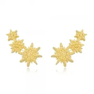 Brinco ear cuff com três estrelas folheado